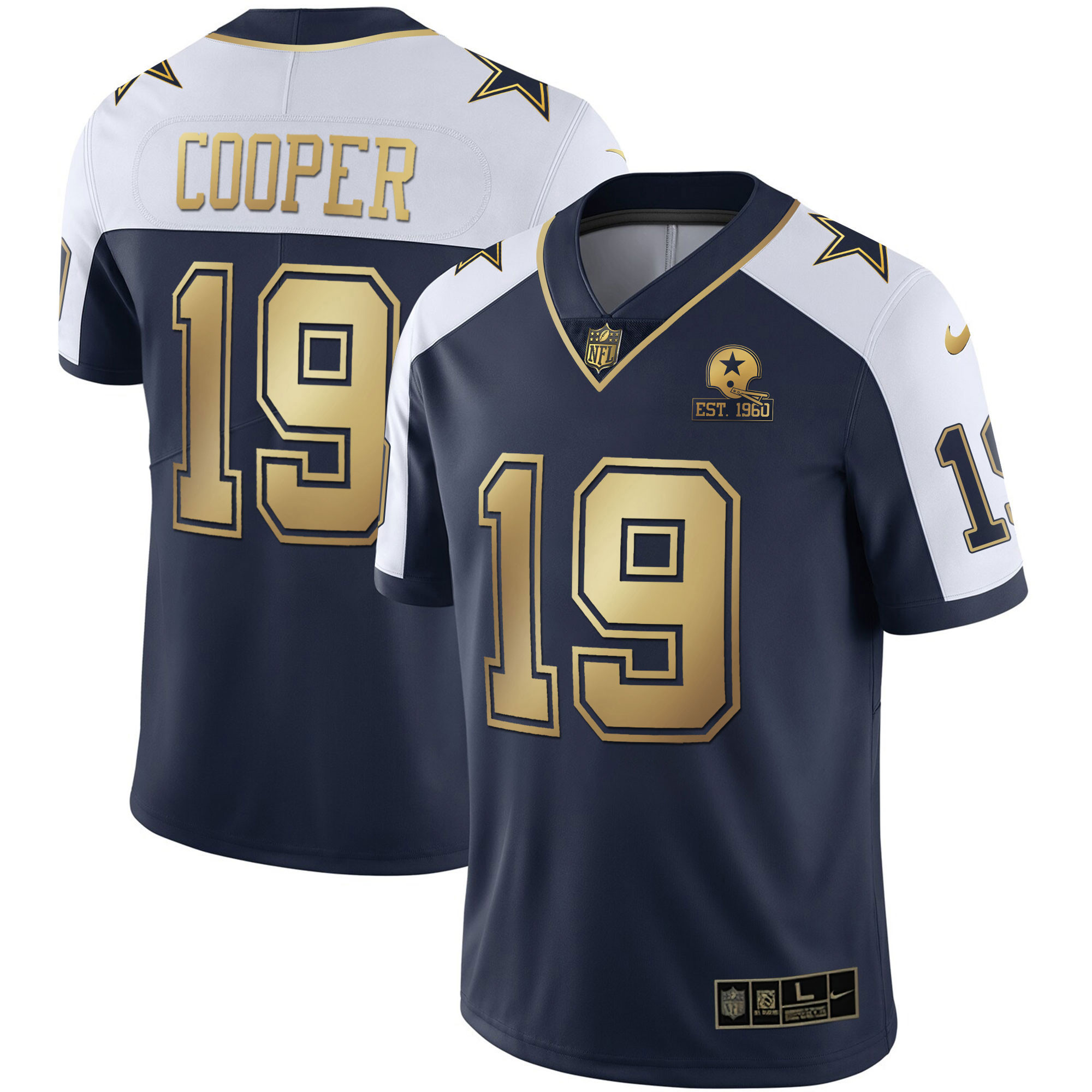 Amari Cooper Men's Dallas Cowboys Gold & Split Vapor Est 1960 Patch Navy Alternate Jersey - All Stitched 