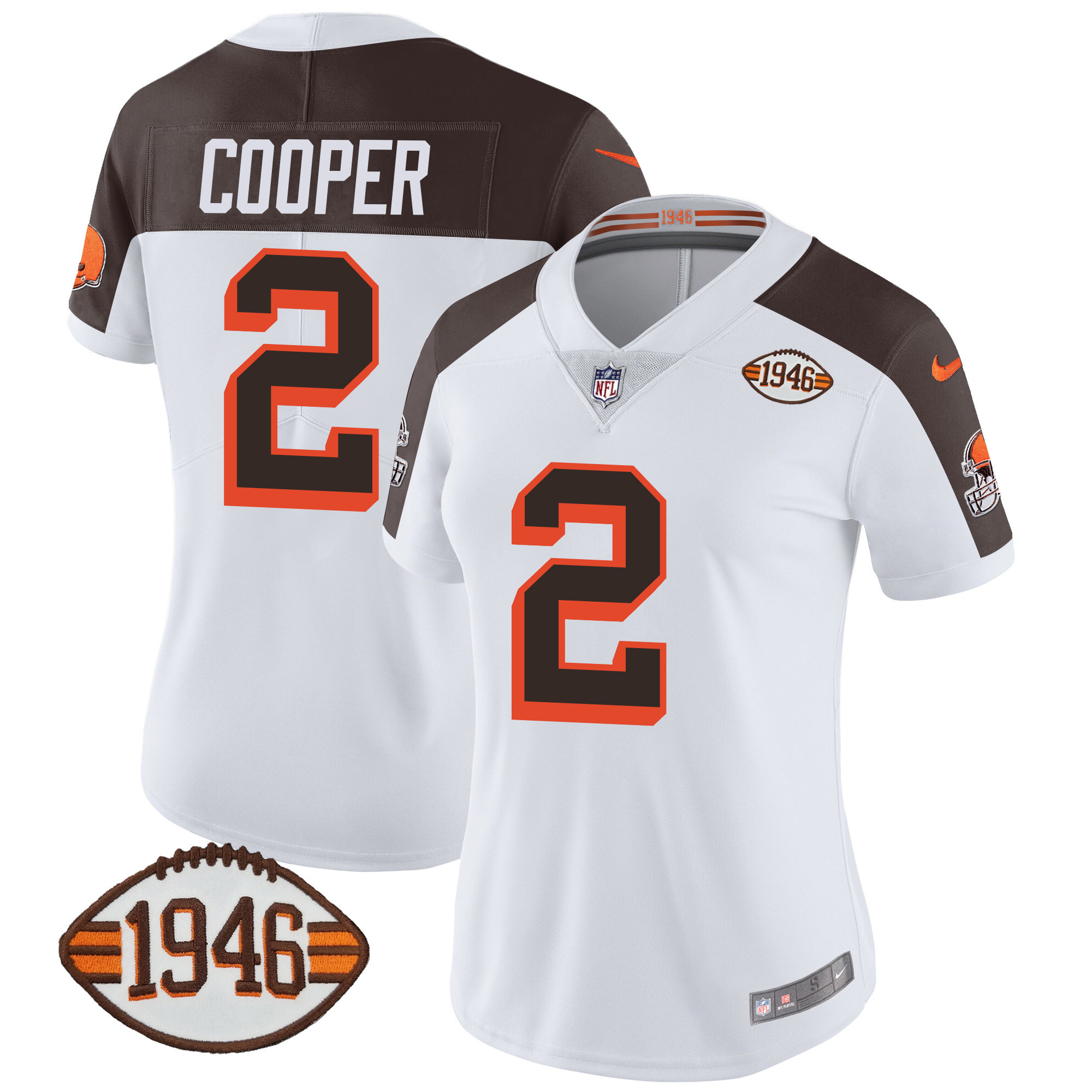 Amari Cooper Women's Cleveland Browns 1946 75th Anniversary Patch Inverted Jersey - All Stitched