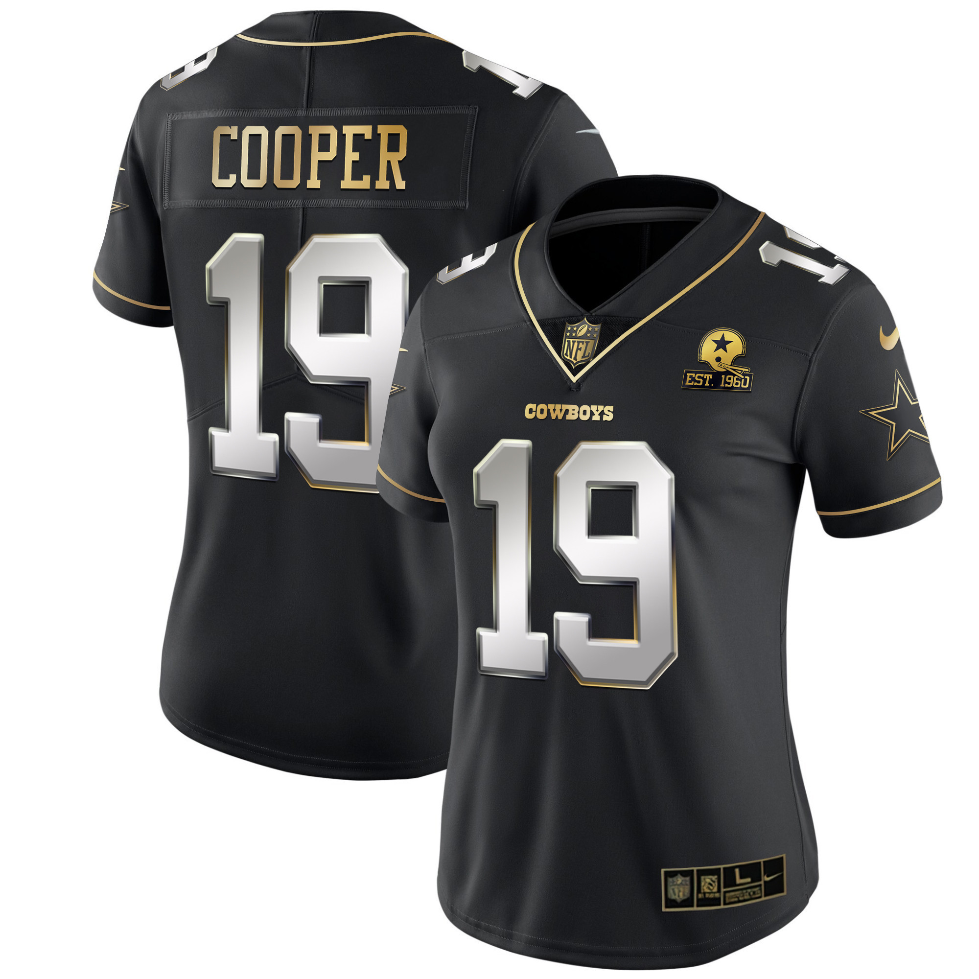 Amari Cooper Women's Dallas Cowboys Black Gold & White Gold Black Limited Jersey - All Stitched 
