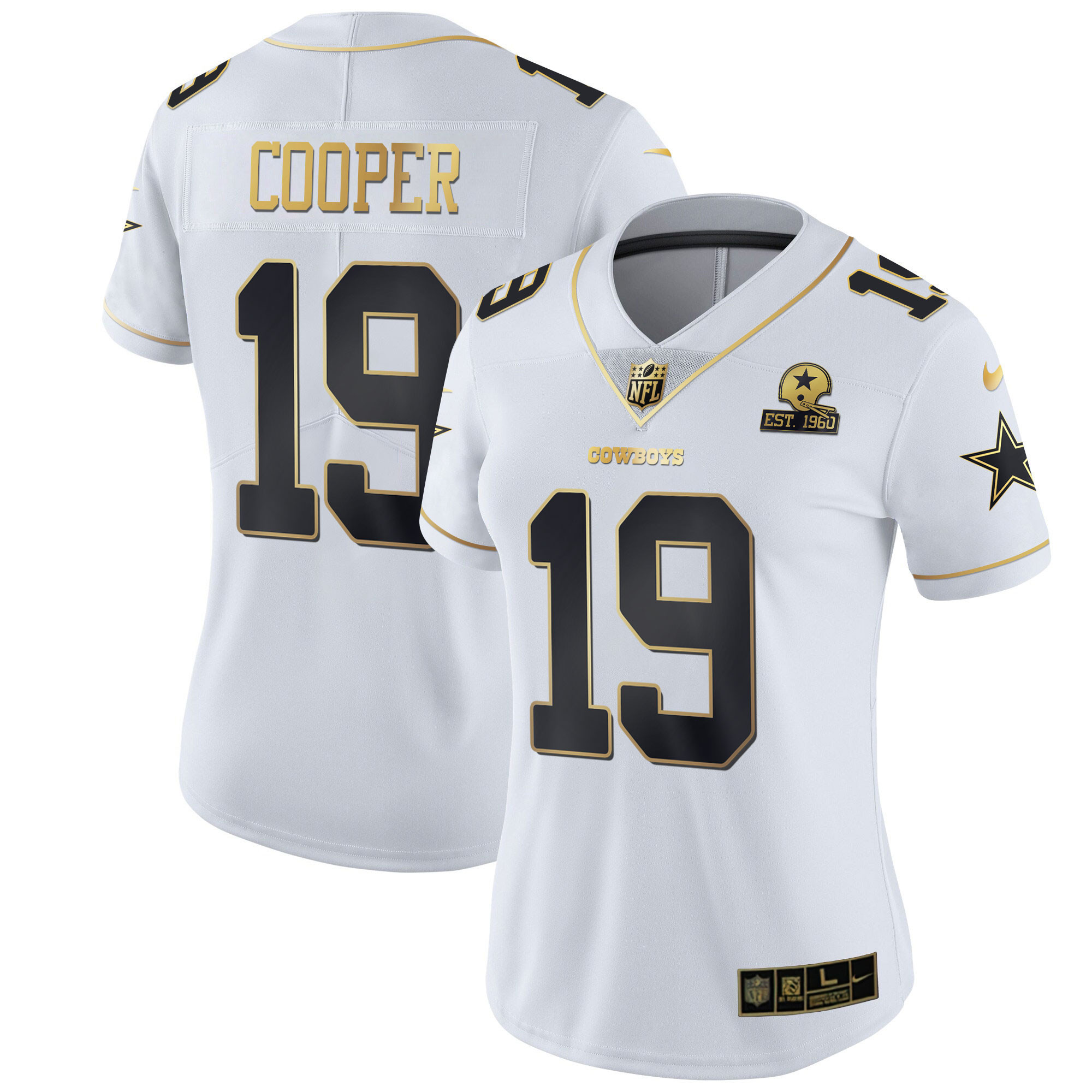 Amari Cooper Women's Dallas Cowboys Black Gold & White Gold White Gold Jersey - All Stitched 