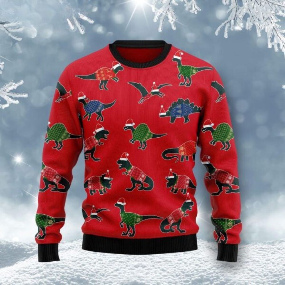 Amazing Xmas Pattern Dinosaur Christmas Sweater