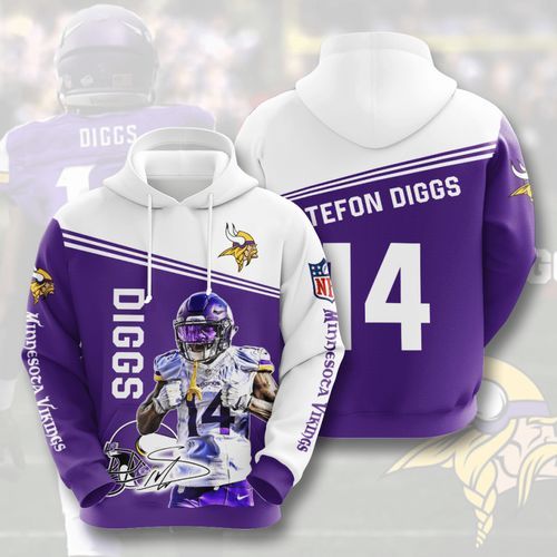 Amazon Sports Team Stefon Diggs Minnesota Vikings Hoodie 3D