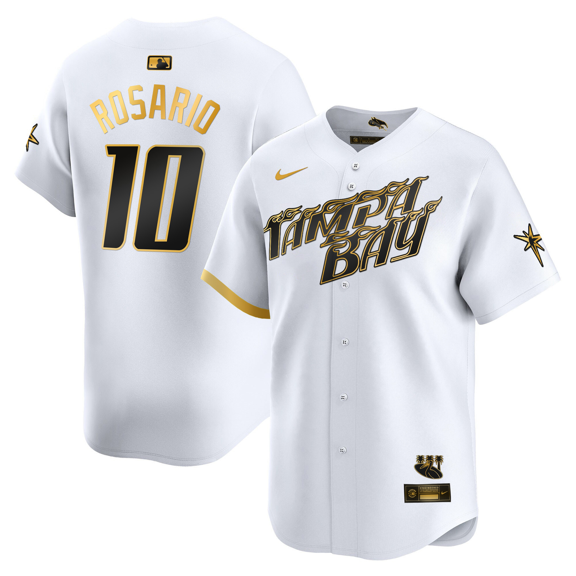 Amed Rosario Men's Tampa Bay Rays 2024 City Connect Vapor Premier Limited - Charcoal White Gold Jersey - All Stitched