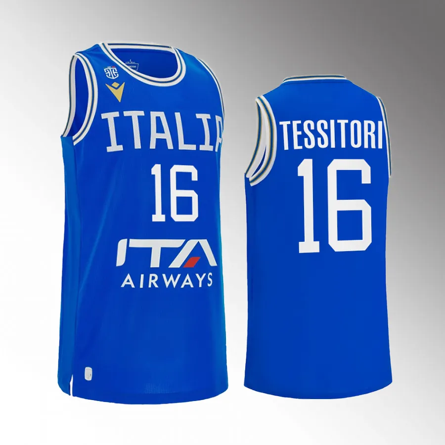 Amedeo Tessitori Italy 2023 FIBA World Cup Blue Jersey Home #16