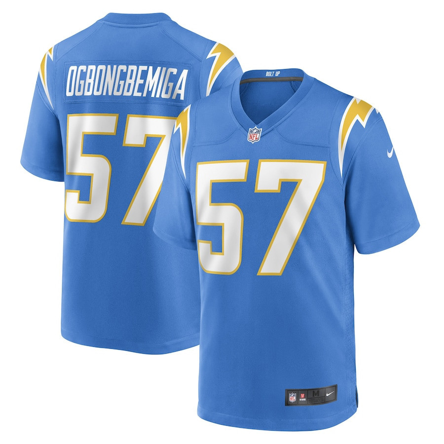 Amen Ogbongbemiga Los Angeles Chargers Stitched Jersey – Powder Blue