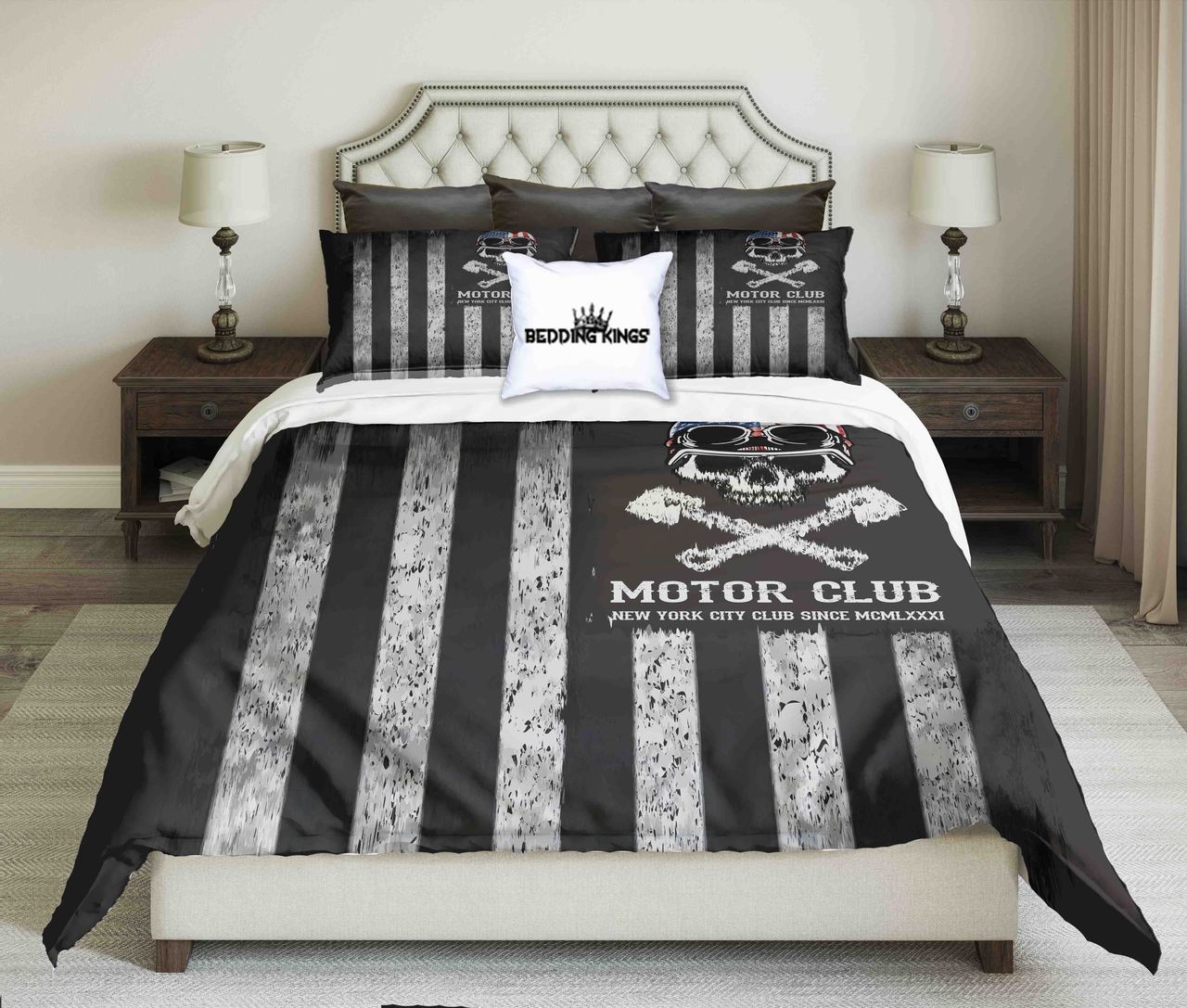 American Bikerkull Kings 3D Customized Duvet Cover Bedding Set