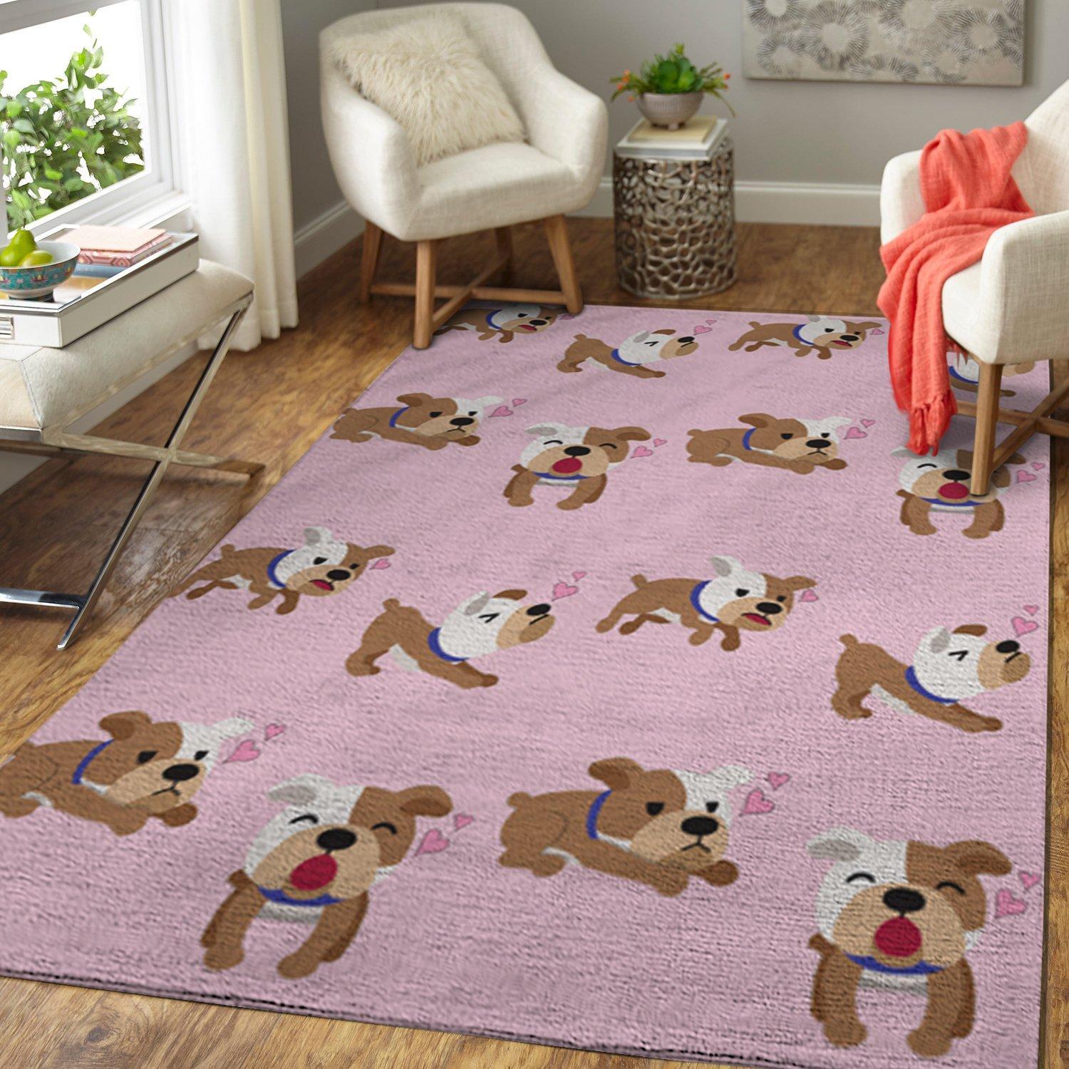 American Bulldog Pink Heart Limited Edition Rectangle Rug