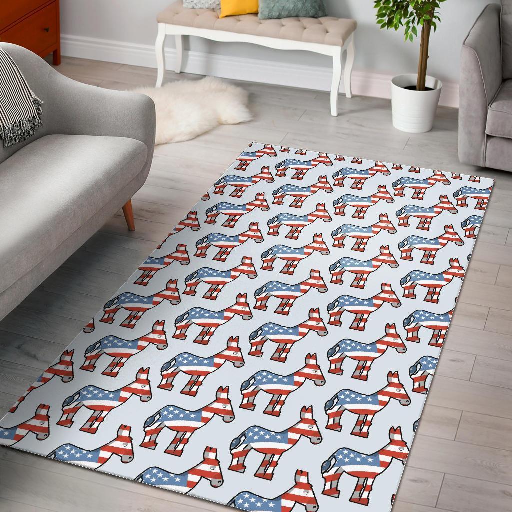 American Flag Donkey Pattern Print Area Limited Edition Rectangle Rug