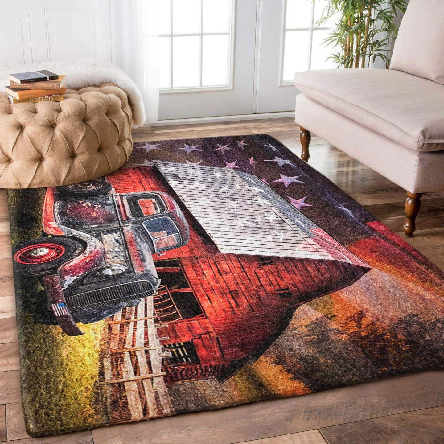 American Flag Truck Farm Limited Edition Rectangle Rug