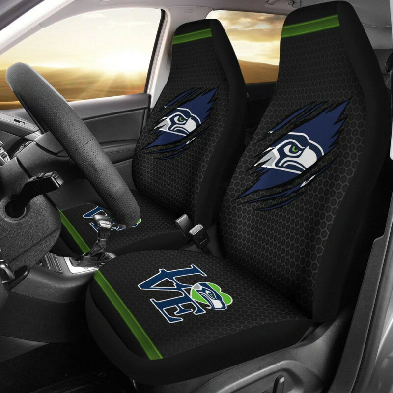 American Football Team Car Seat Covers – Seattle Seahawks Head Under Claw Love Seat Covers