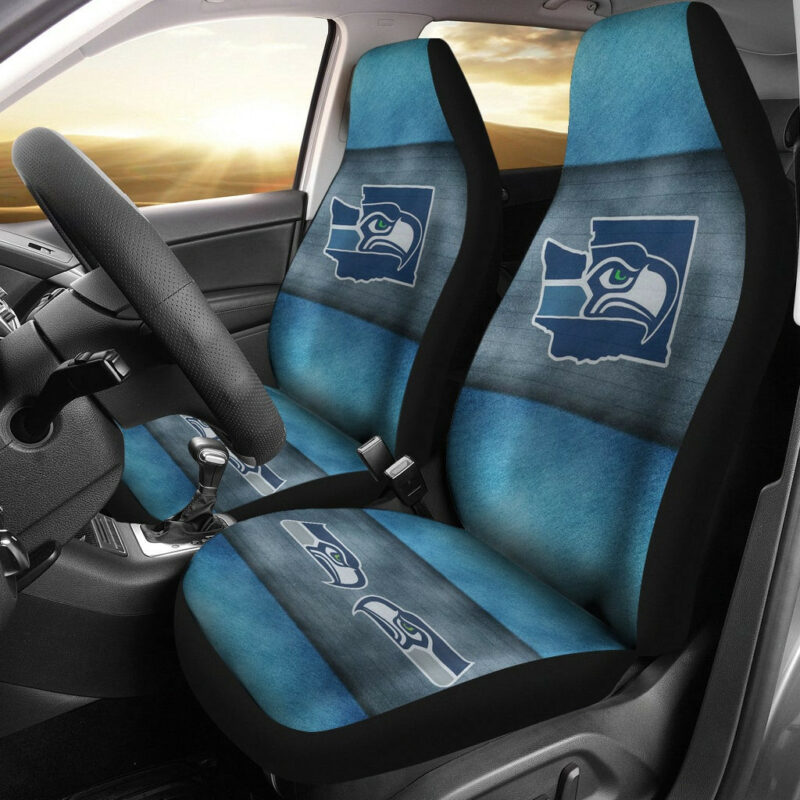 American Football Team Car Seat Covers – Seattle Seahawks On Blue Ocean Seat Covers
