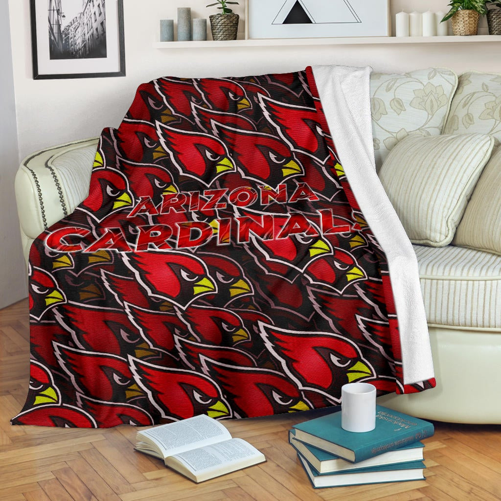 American Football Team Fleece Blanket Arizona Cardinals Bird Head Doodle Fleece Blankets