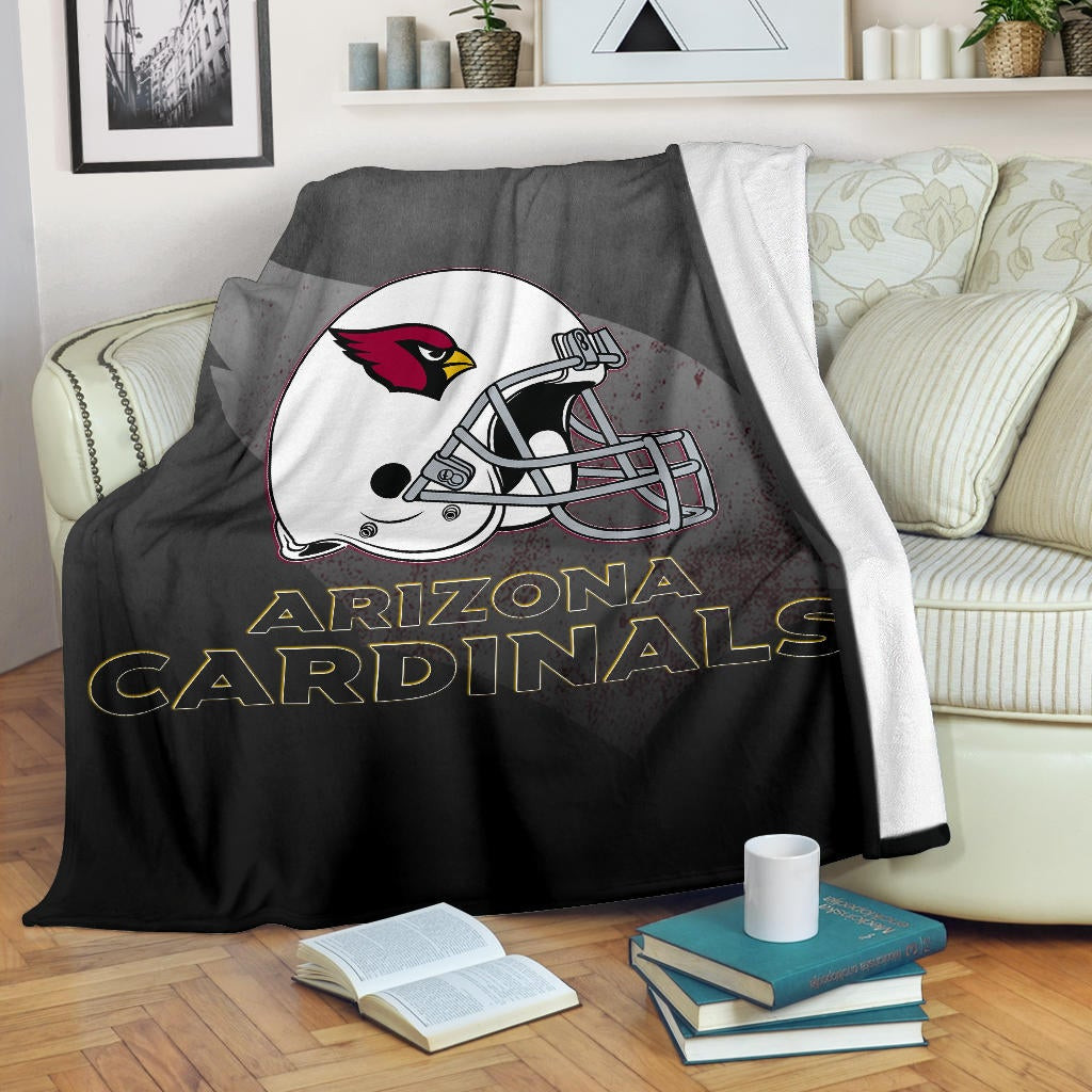 American Football Team Fleece Blanket Arizona Cardinals Grey Silhouette White Helmet Fleece Blankets