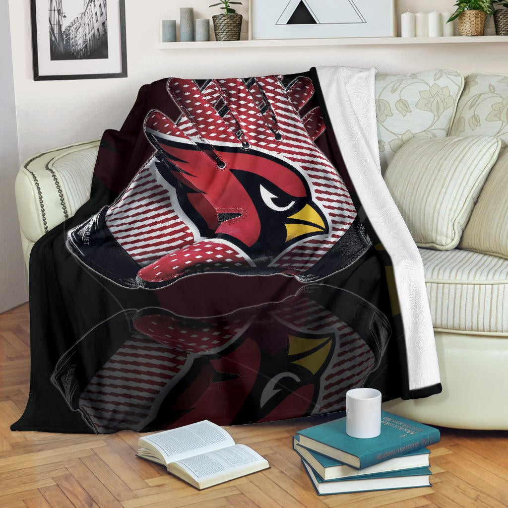 American Football Team Fleece Blanket Arizona Cardinals Head Artwork On Gloves Fleece Blankets