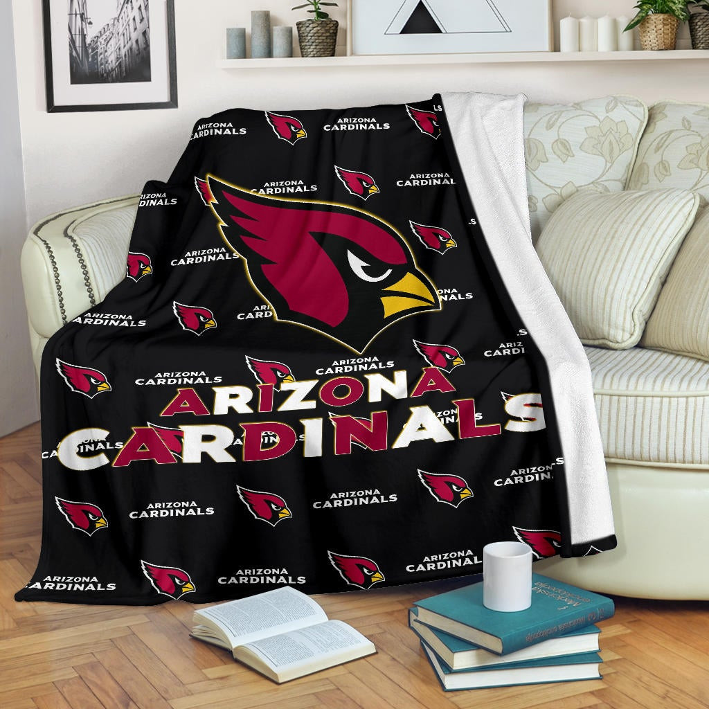 American Football Team Fleece Blanket Arizona Cardinals Red And White Text Fleece Blankets