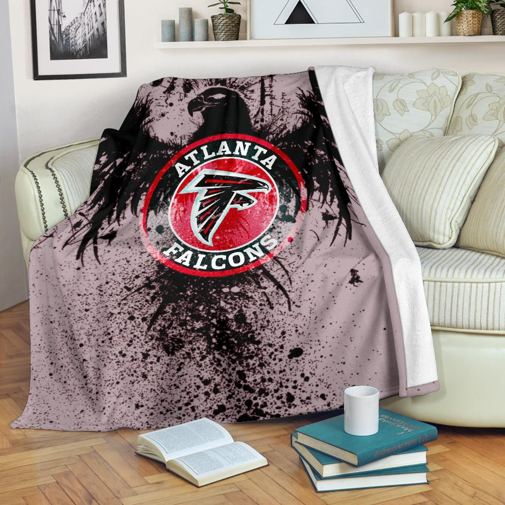 American Football Team Fleece Blanket Atlanta Falcons Watercolor Paint Rise Up Bird Fleece Blankets