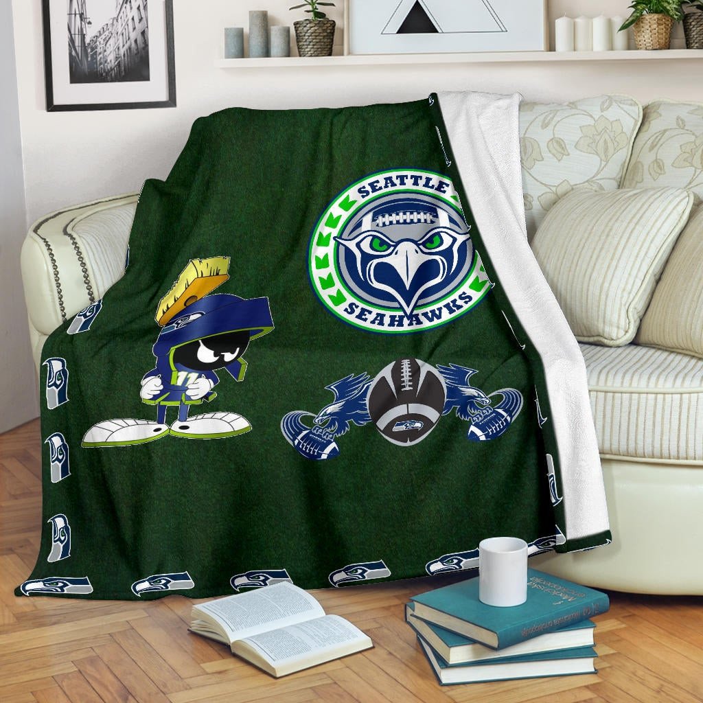 American Football Team Fleece Blanket Seattle Seahawks Marvin The Martian 11 Fleece Blankets