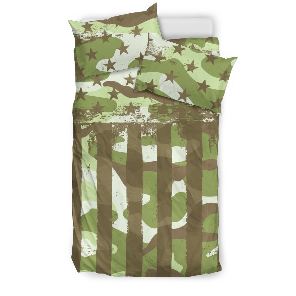 American Patriot Camouflage Green Camo 3D Customized Duvet Cover Bedding Set