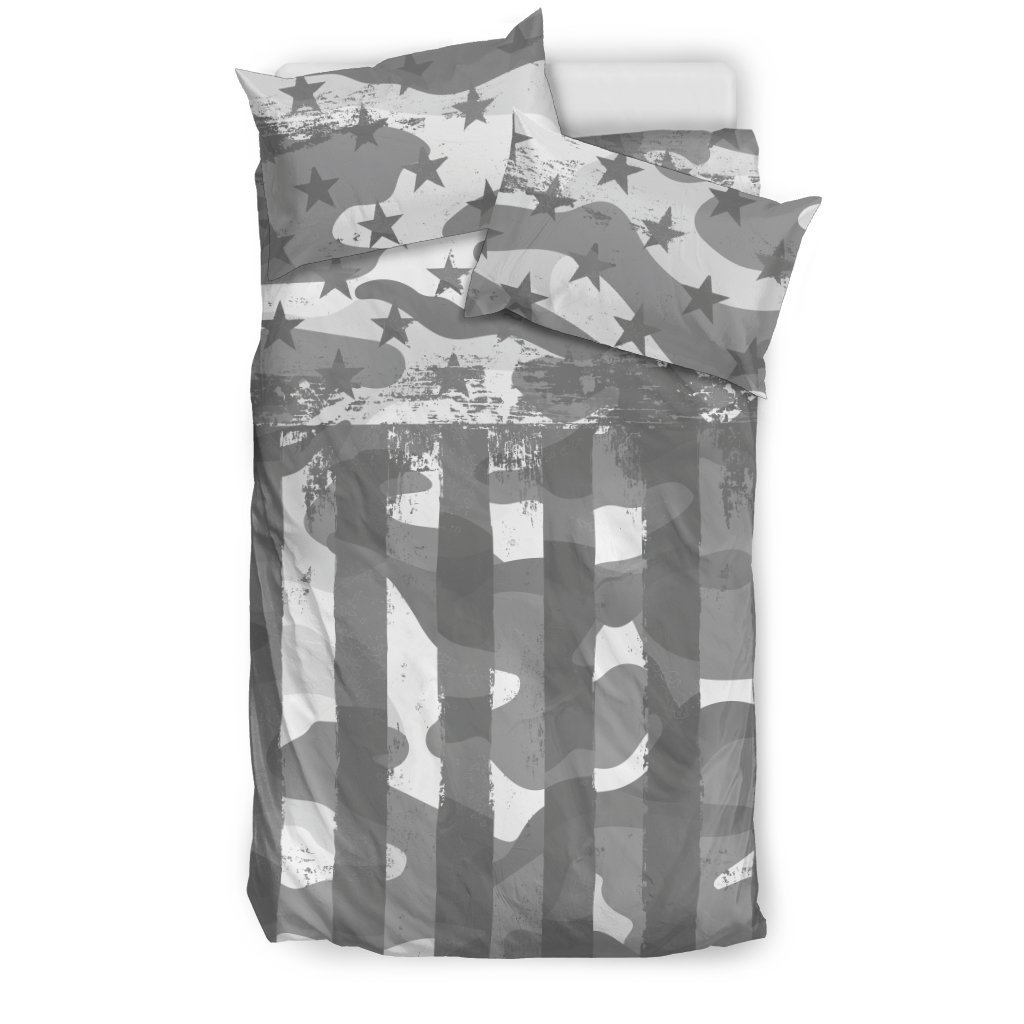 American Patriot Camouflage Grey Camo 3D Customized Duvet Cover Bedding Set