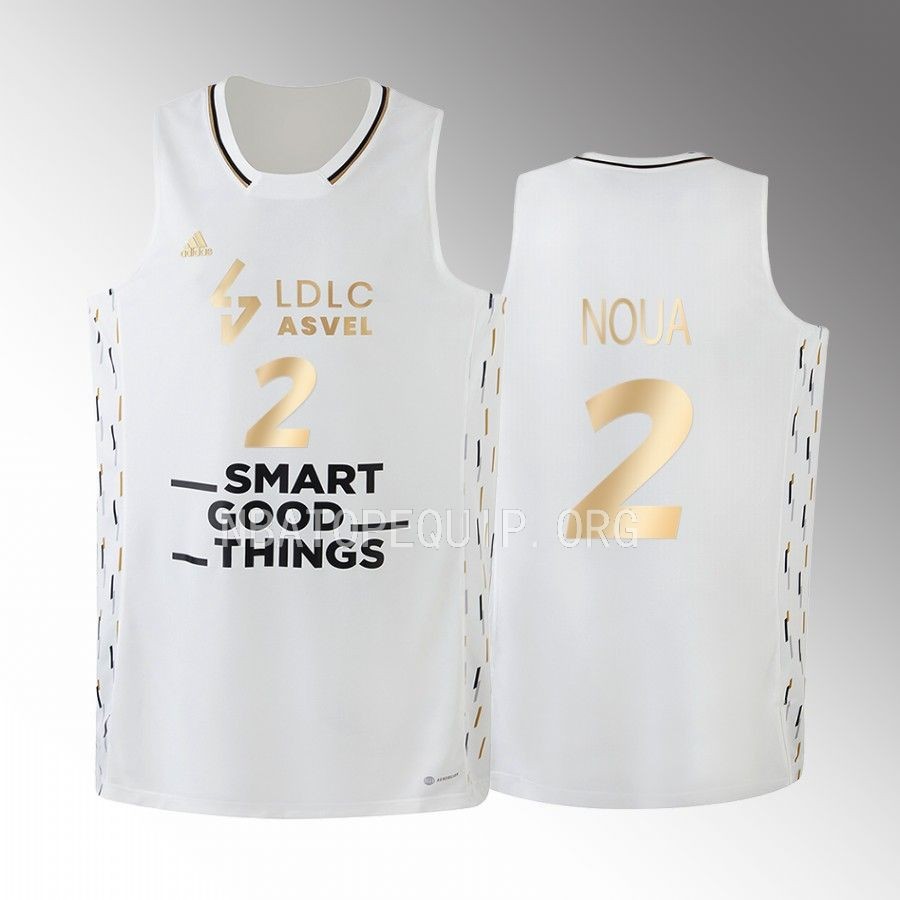 Amine Noua LDLC ASVEL #2 White Jersey 2022-23 Home Golden