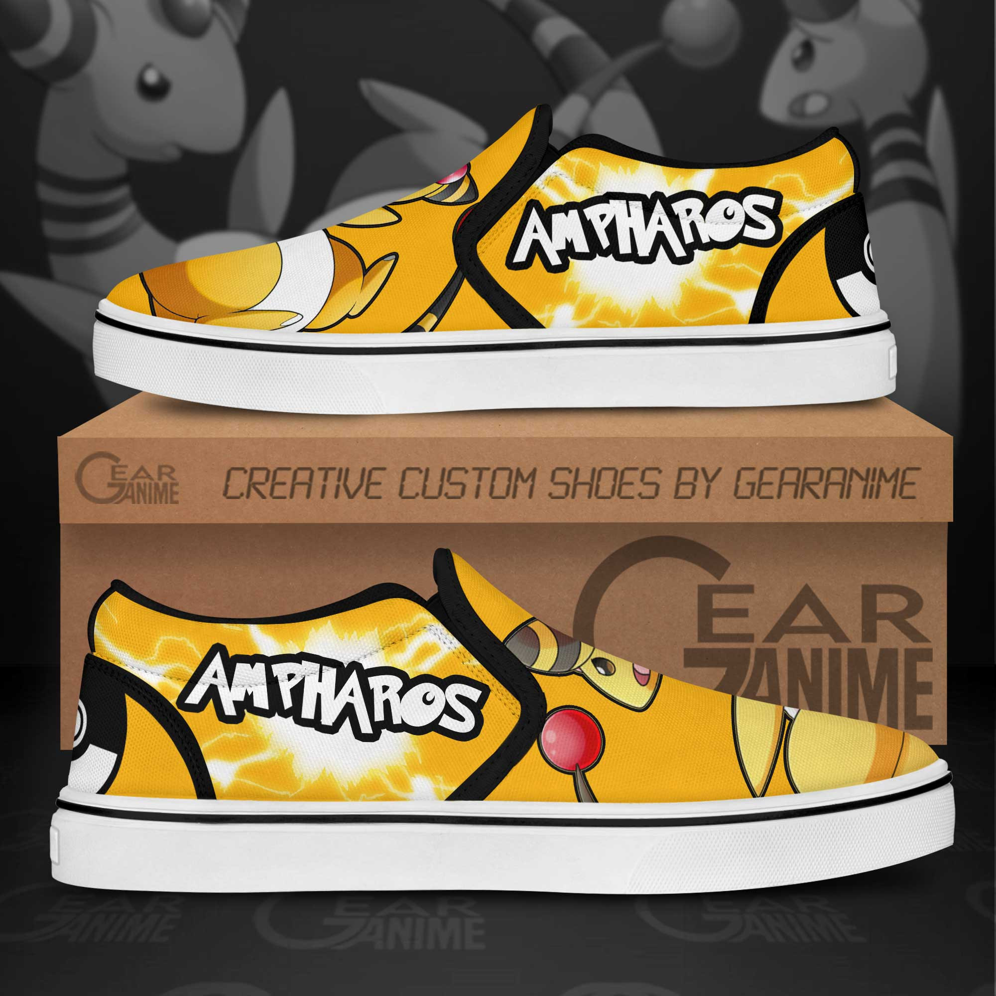 Ampharos Slip-On Shoes Canvas Pokemon Custom Anime Shoes