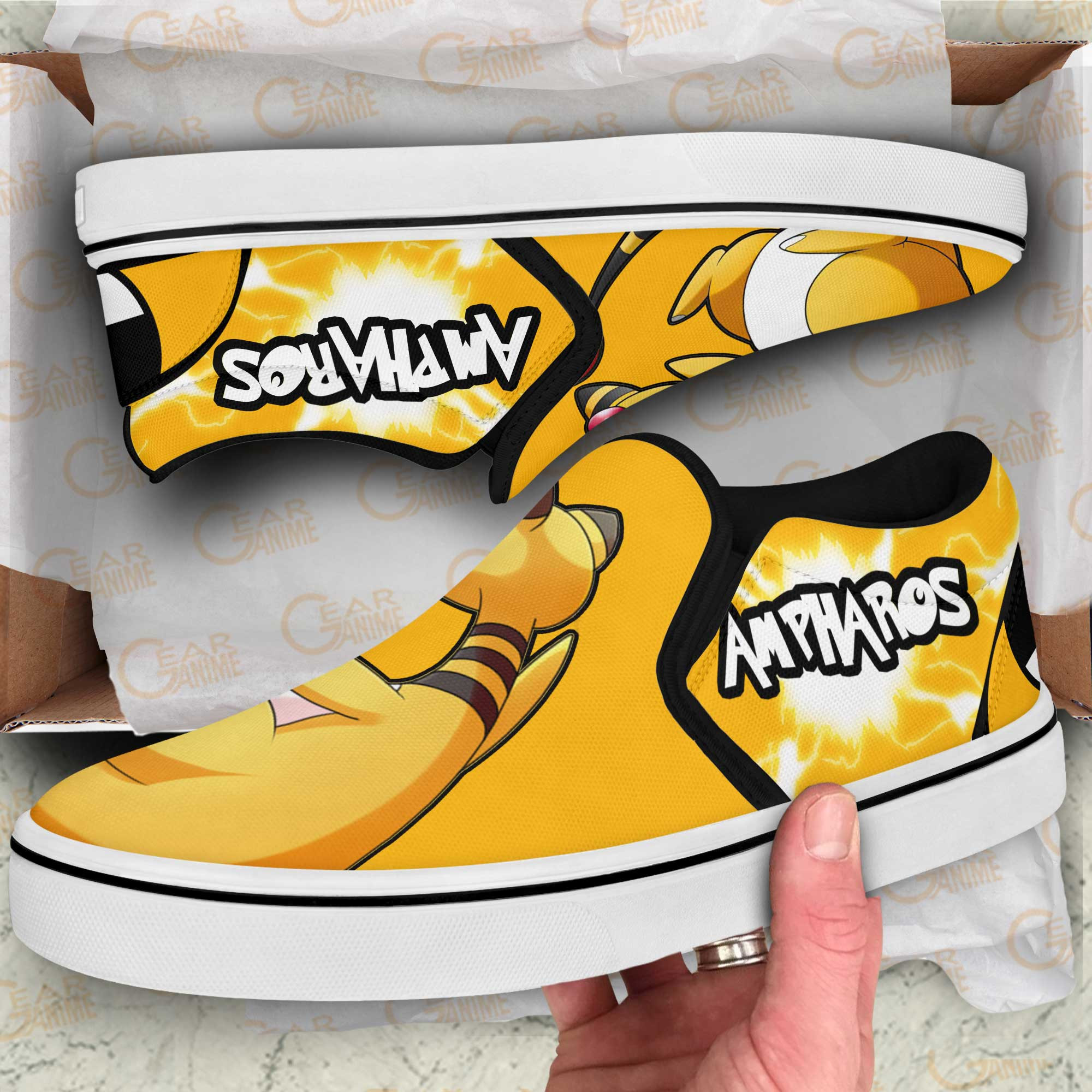 Ampharos Slip-On Shoes Canvas Pokemon Custom Anime Shoes