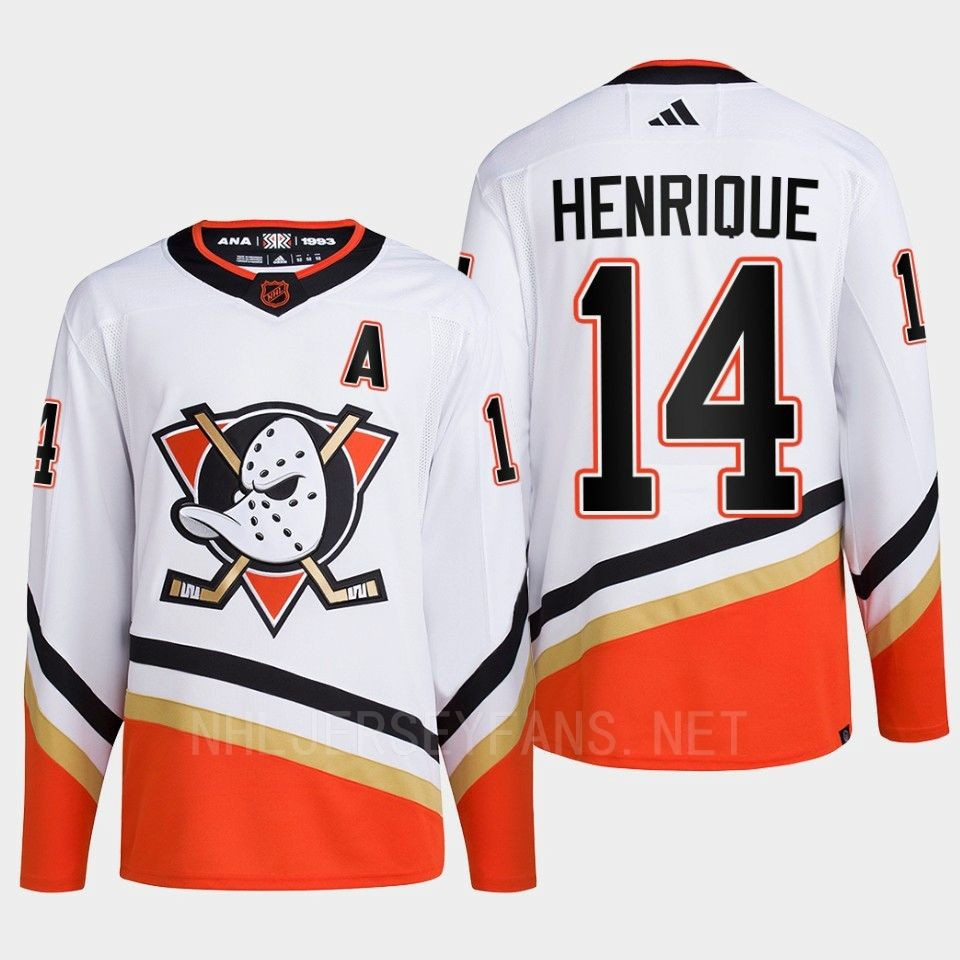 Anaheim Ducks 2022 Reverse Retro 2.0 Adam Henrique 14 White Primegreen Stitched Jersey Men’s