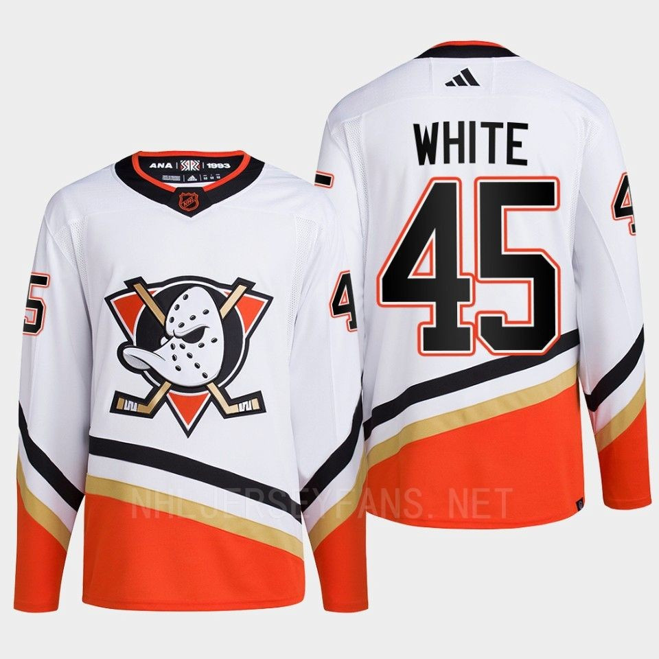 Anaheim Ducks 2022 Reverse Retro 2.0 Colton White 45 White Primegreen Stitched Jersey Men’s
