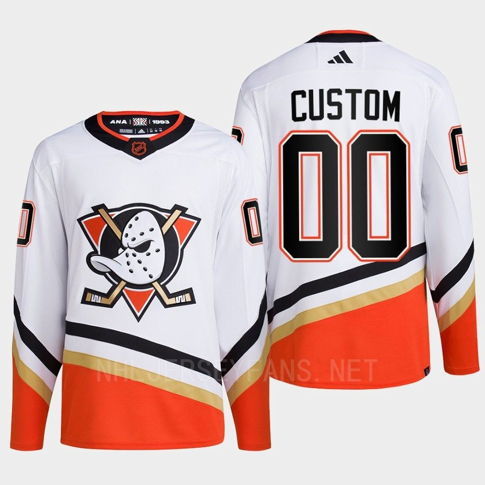Anaheim Ducks 2022 Reverse Retro 2.0 Custom 00 White Primegreen Stitched Jersey Men’s