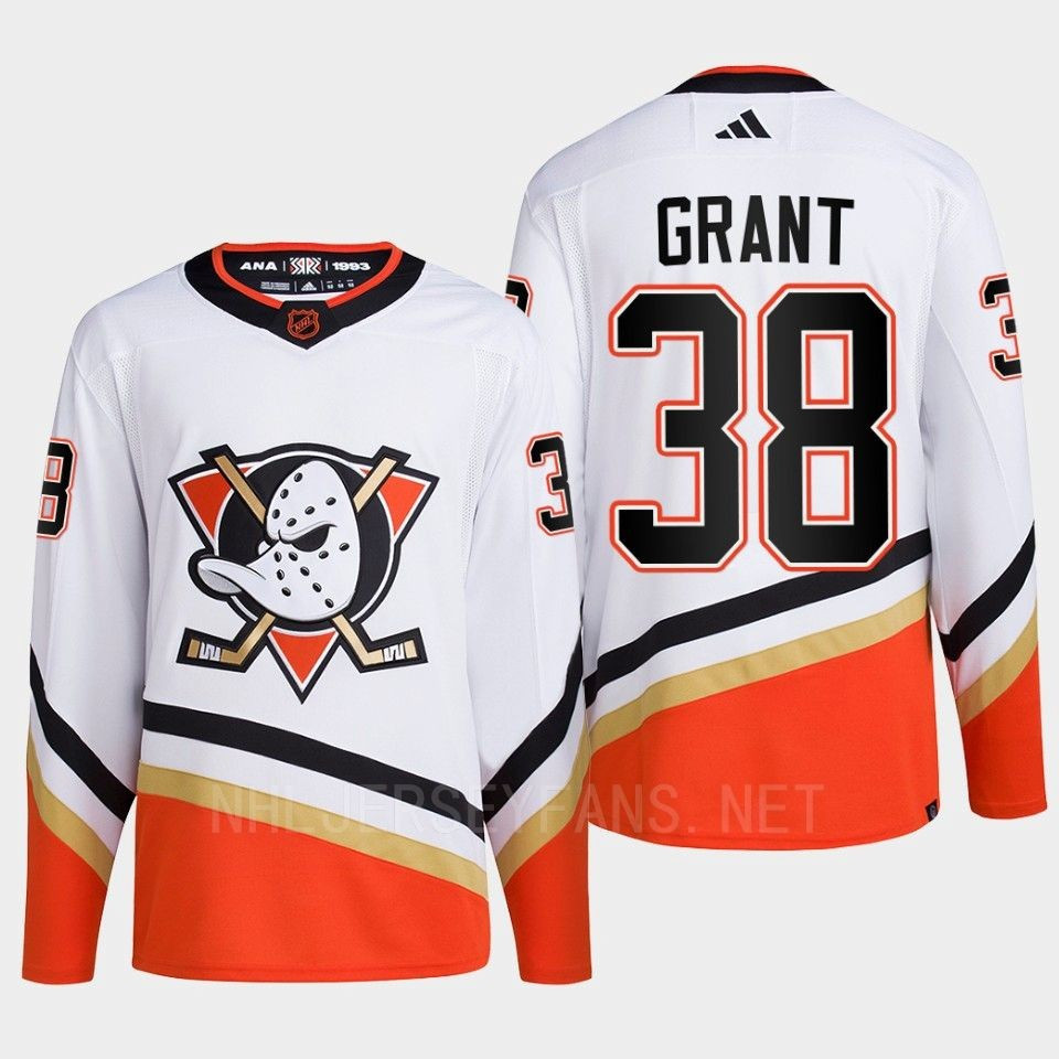 Anaheim Ducks 2022 Reverse Retro 2.0 Derek Grant 38 White Primegreen Stitched Jersey Men’s