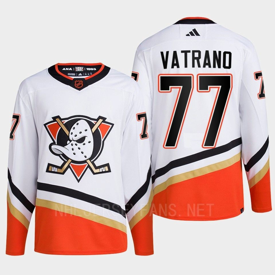 Anaheim Ducks 2022 Reverse Retro 2.0 Frank Vatrano 77 White Primegreen Stitched Jersey Men’s