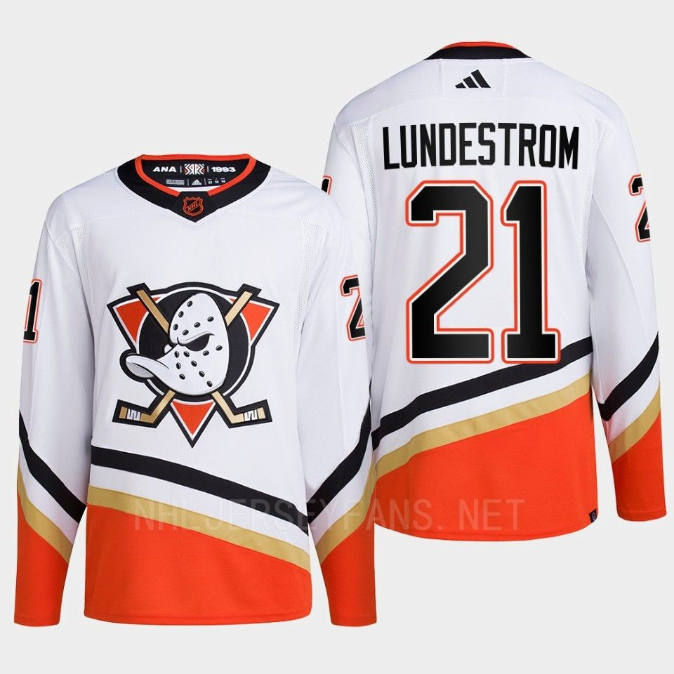 Anaheim Ducks 2022 Reverse Retro 2.0 Isac Lundestrom 21 White Primegreen Stitched Jersey Men’s