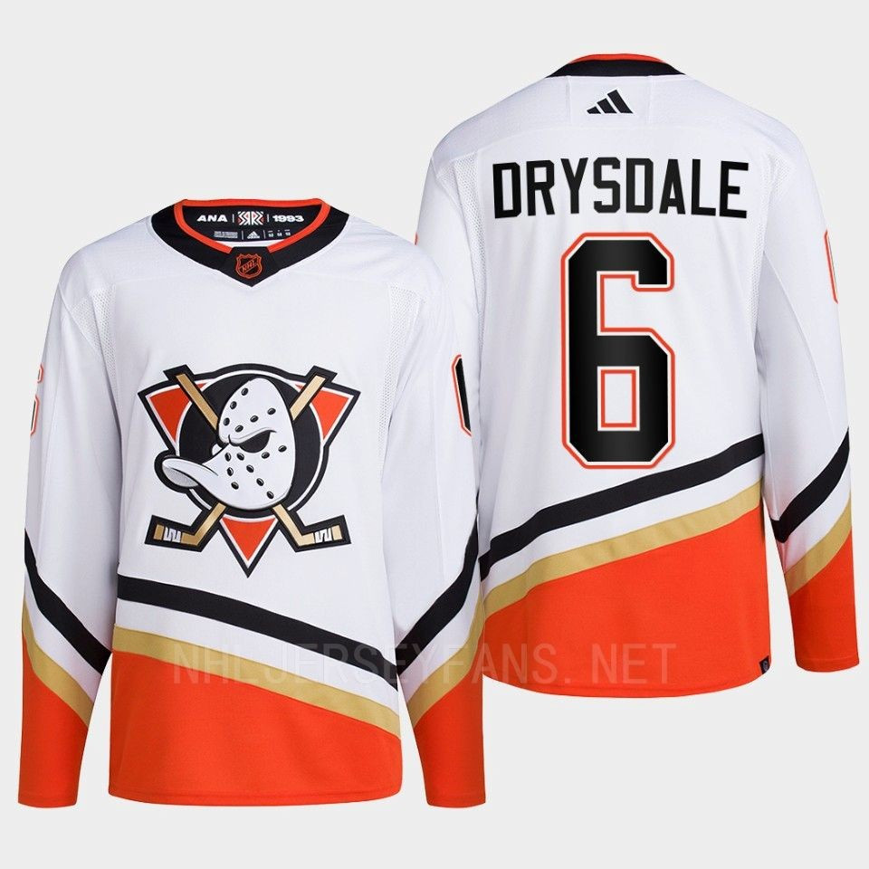 Anaheim Ducks 2022 Reverse Retro 2.0 Jamie Drysdale 6 White Primegreen Stitched Jersey Men’s