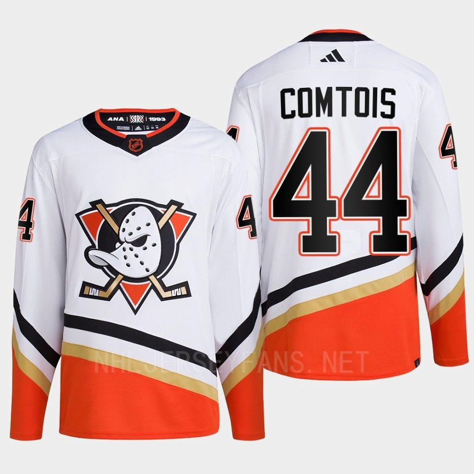 Anaheim Ducks 2022 Reverse Retro 2.0 Max Comtois 44 White Primegreen Stitched Jersey Men’s