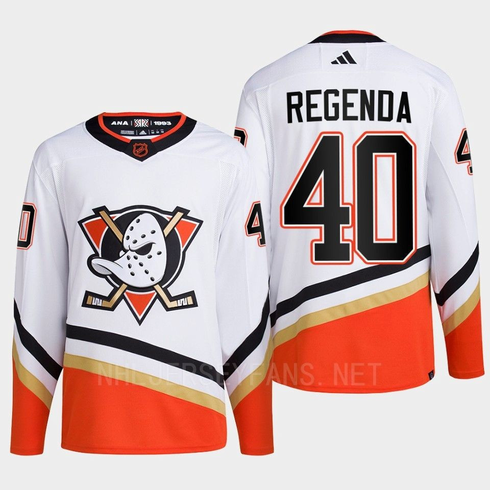 Anaheim Ducks 2022 Reverse Retro 2.0 Pavol Regenda 40 White Primegreen Stitched Jersey Men’s