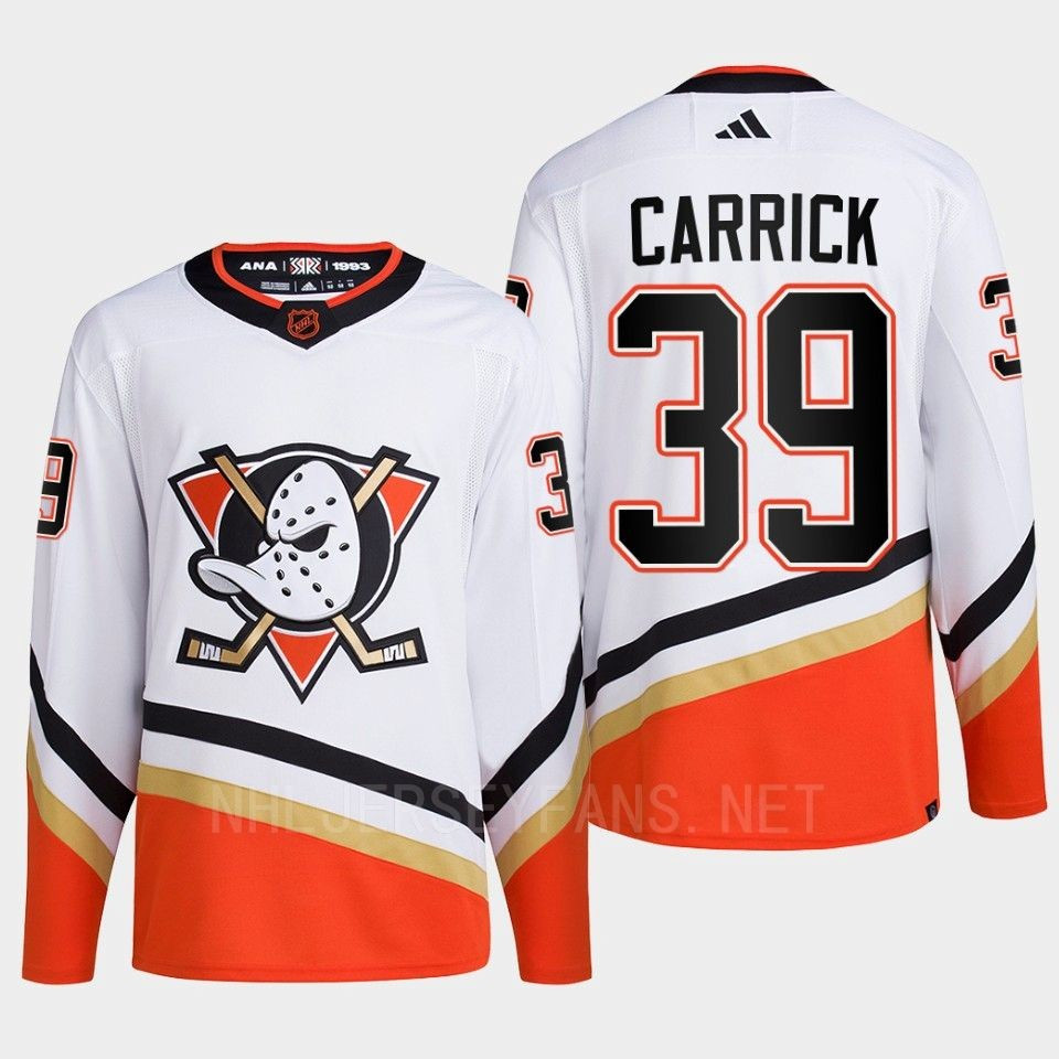 Anaheim Ducks 2022 Reverse Retro 2.0 Sam Carrick 39 White Primegreen Stitched Jersey Men’s