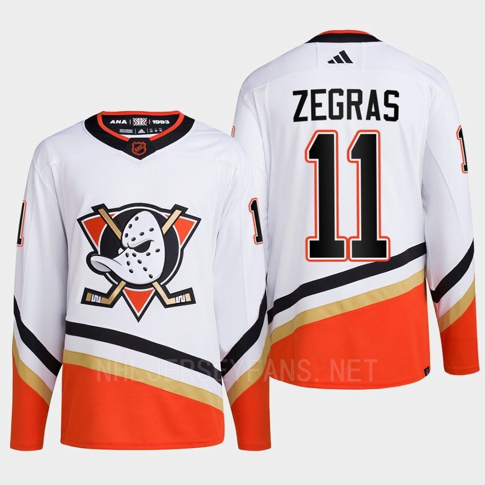 Anaheim Ducks 2022 Reverse Retro 2.0 Trevor Zegras 11 White Primegreen Stitched Jersey Men’s