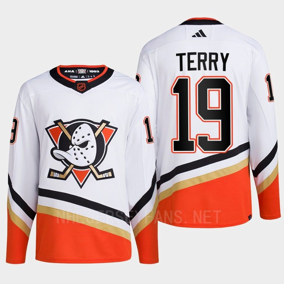 Anaheim Ducks 2022 Reverse Retro 2.0 Troy Terry 19 White Primegreen Stitched Jersey Men’s