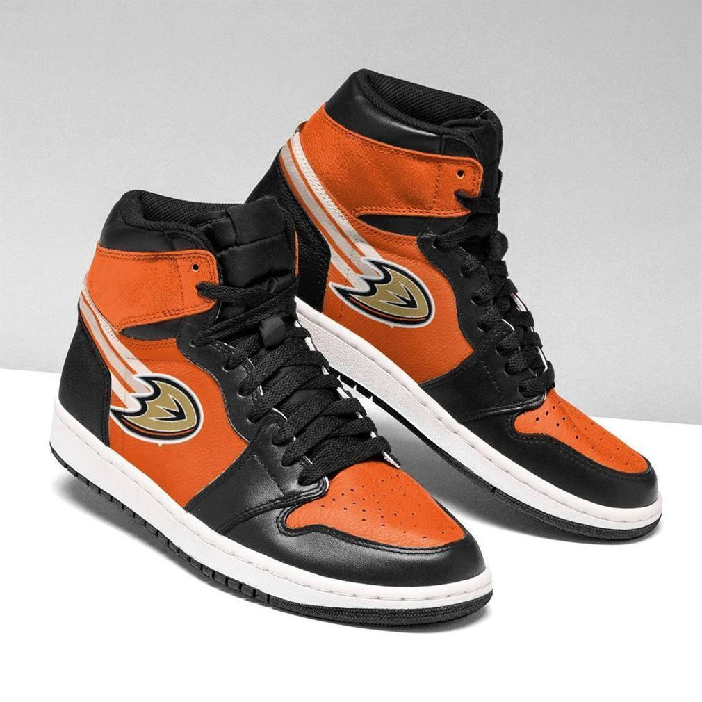 Anaheim Ducks NHL Fashion Sneakers Basketball Shoes Leather High Top Air Jordan Sneaker, Air Jordan Hightop