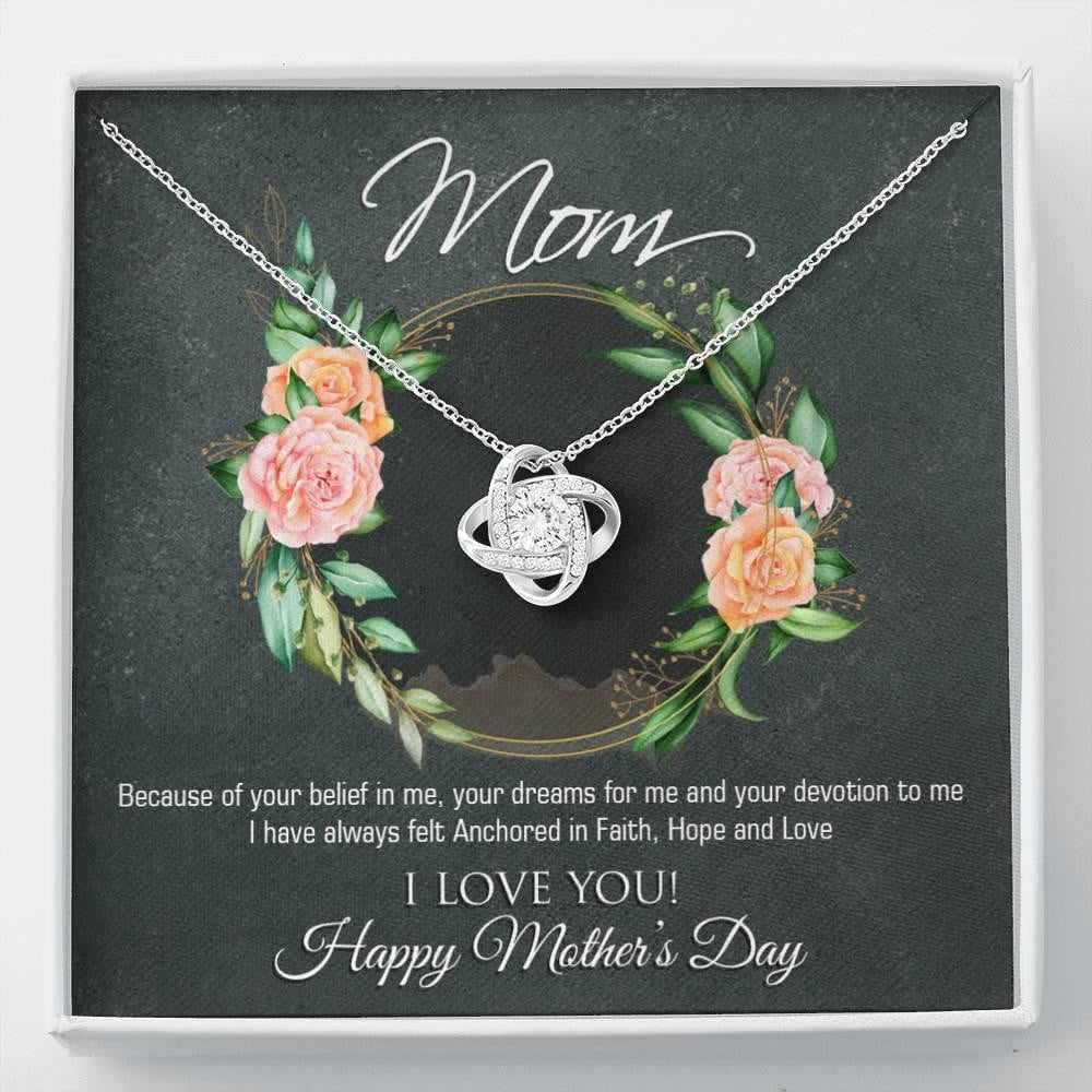Anchored In Faith Hope And Love Gift For Mom Love Knot Necklace