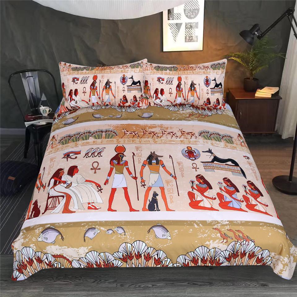 Ancient Egyptian Hieroglyphs 3D Customized Duvet Cover Bedding Set