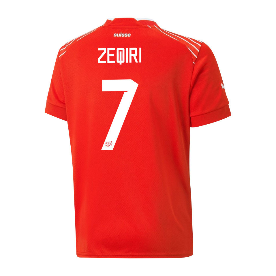 Andi Zeqiri 7 Switzerland National Team FIFA World Cup Qatar 2022 Patch – Home Men Soccer Jersey