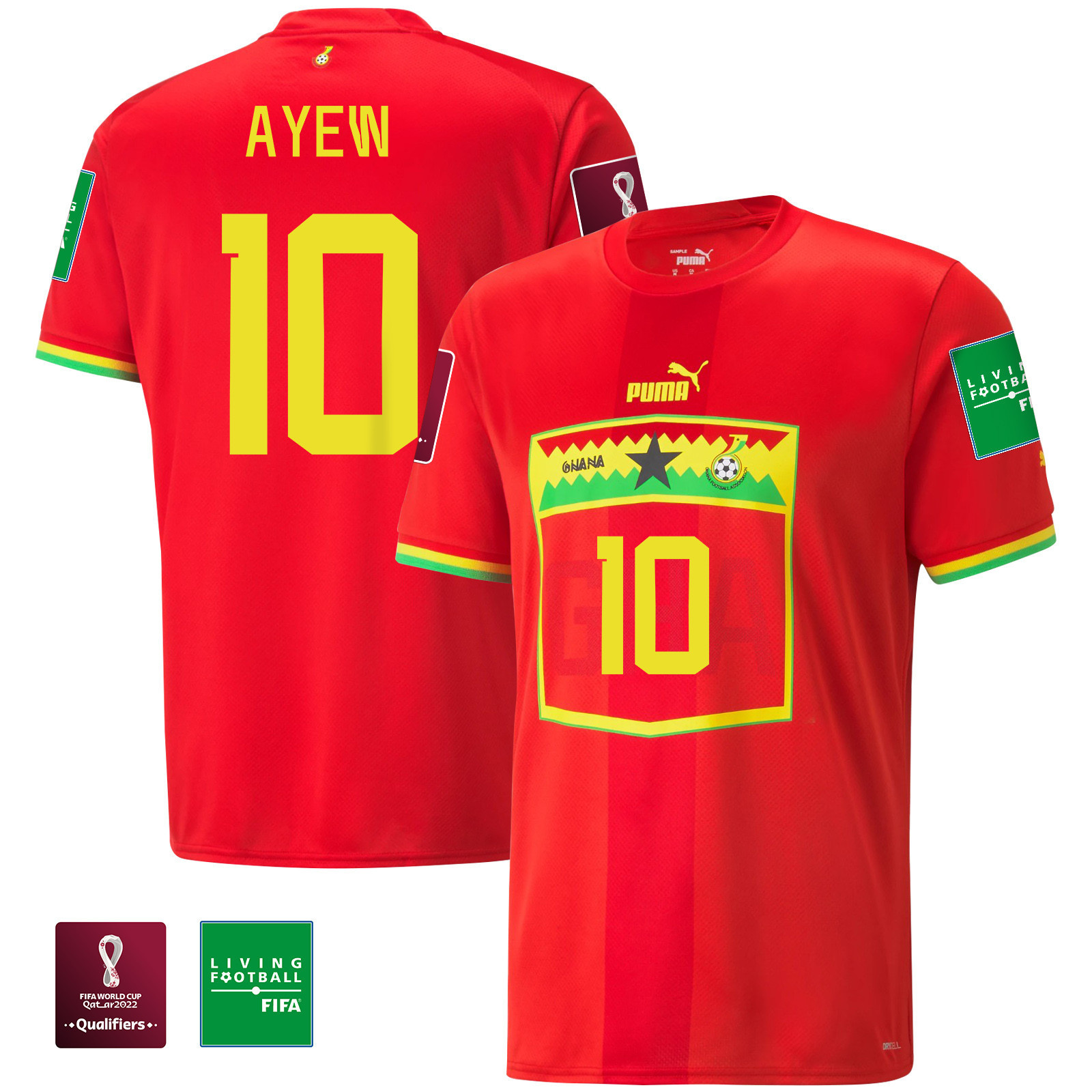 André Ayew 10 Ghana National Team FIFA World Cup Qatar 2022 Patch – Away Soccer Jersey