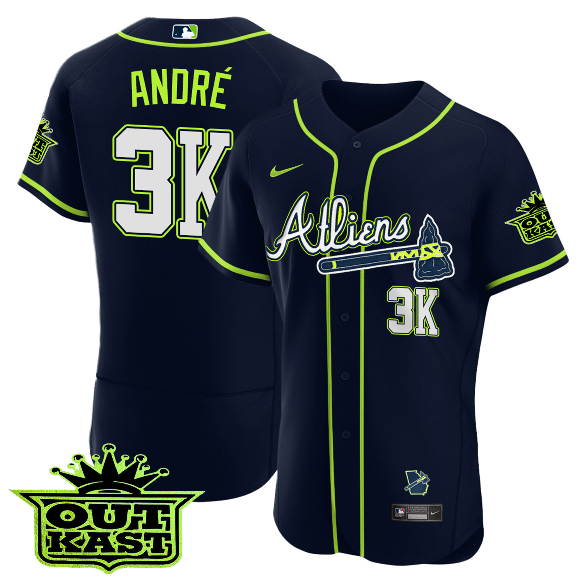 André Men's Atlanta Braves Atliens Flex Base V4 Jersey - All Stitched