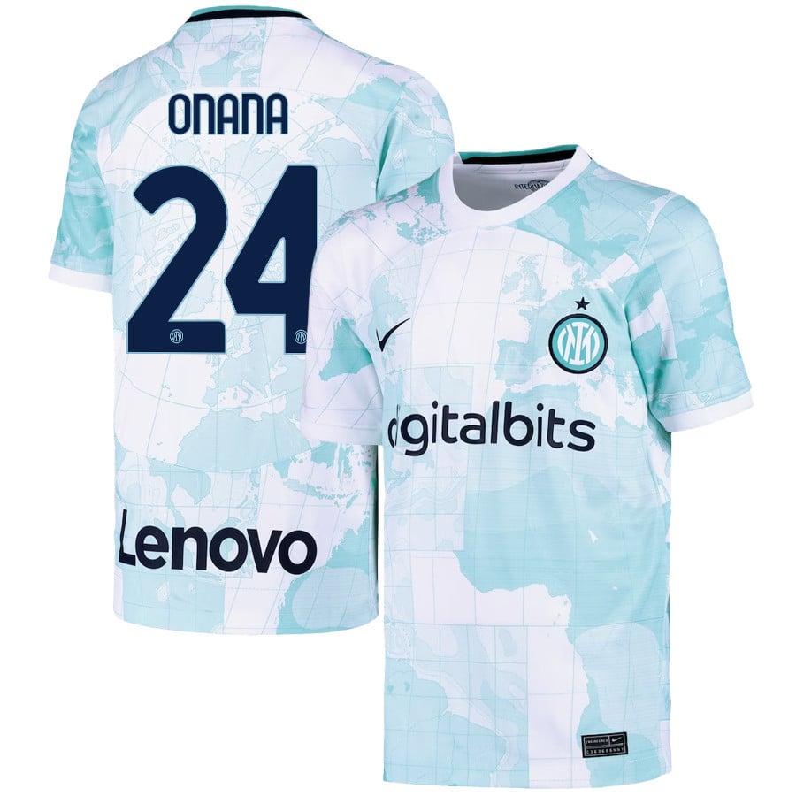 André Onana 24 Inter Milan 2022/23 Away Jersey – Youth, Light Green