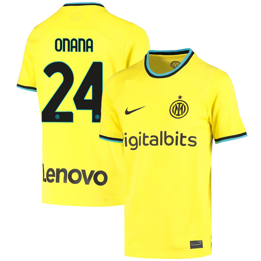André Onana 24 Inter Milan 2022/23 Third Soccer Jersey – , Yellow