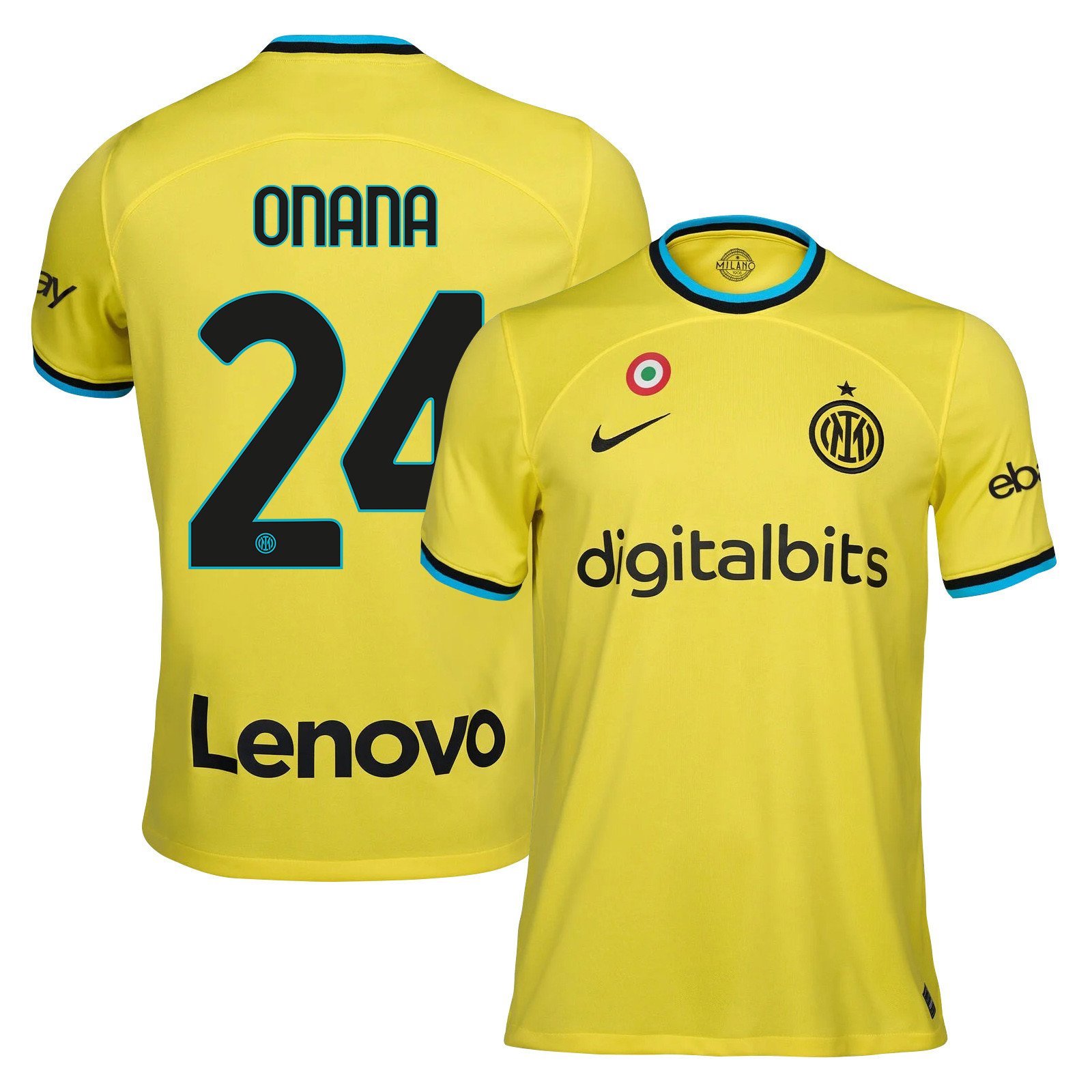 André Onana 24 Inter Milan 2022/23 Third Men Jersey – Yellow