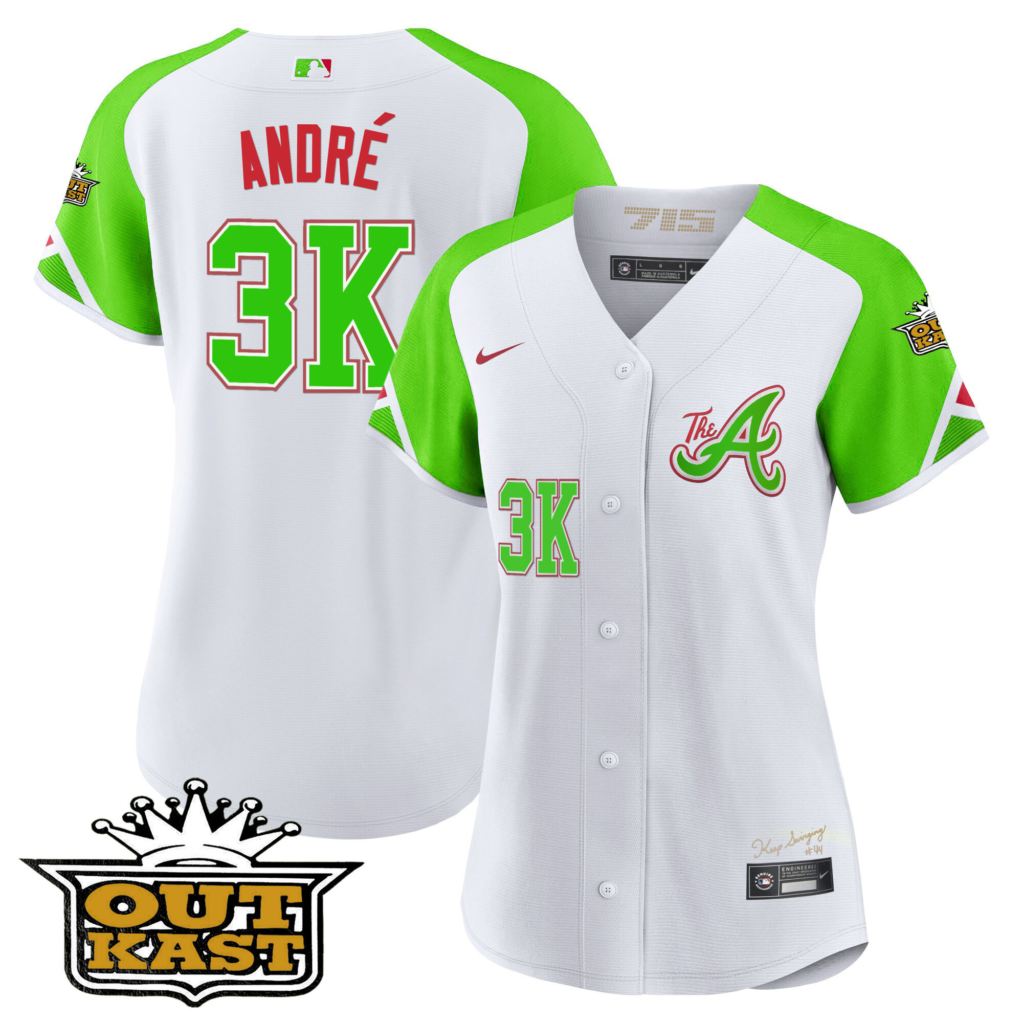André Women's Atlanta Braves Atliens City Connect Flex Base Bright Green Jersey - All Stitched