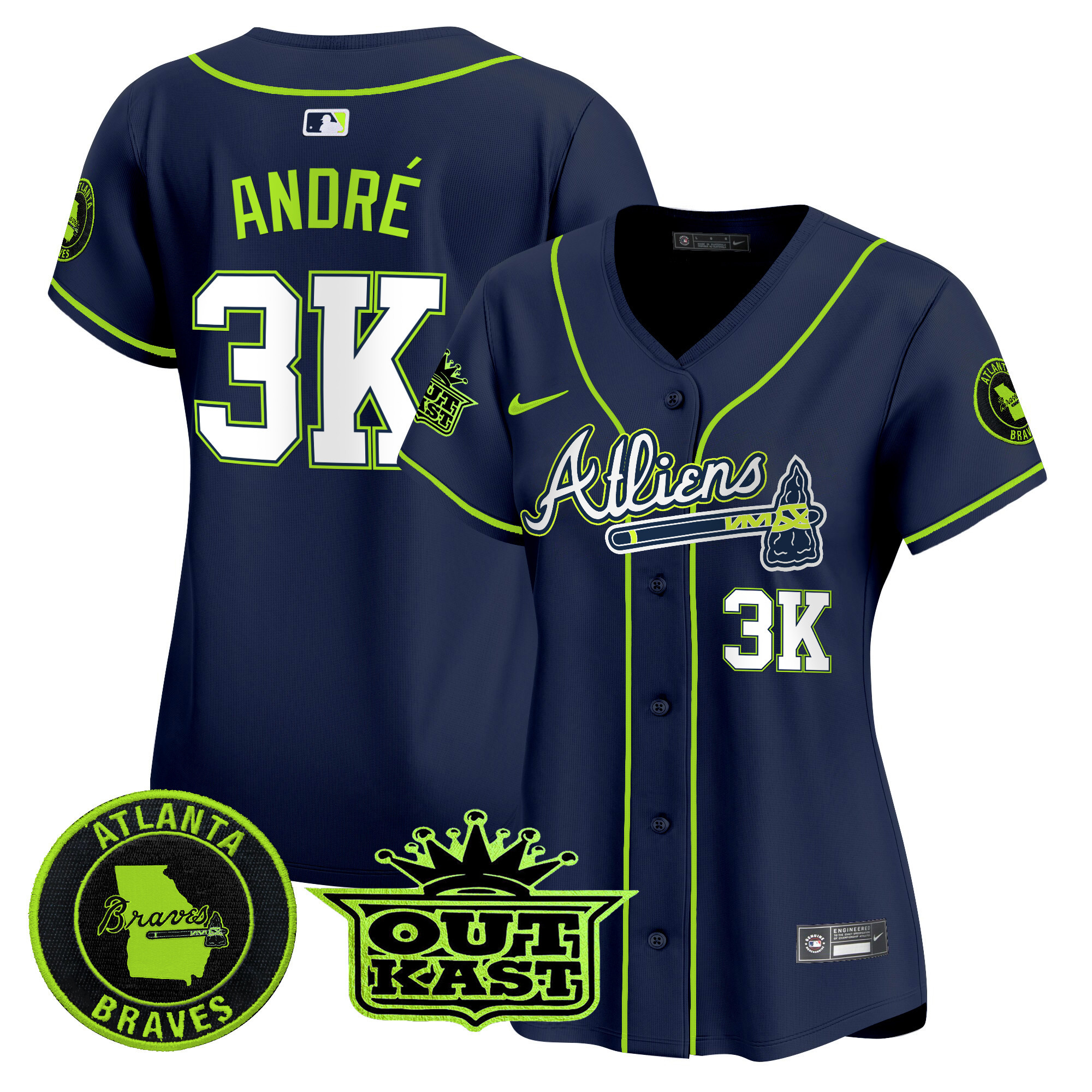 André Women's Atlanta Braves Atliens Vapor Premier Limited Jersey - All Stitched
