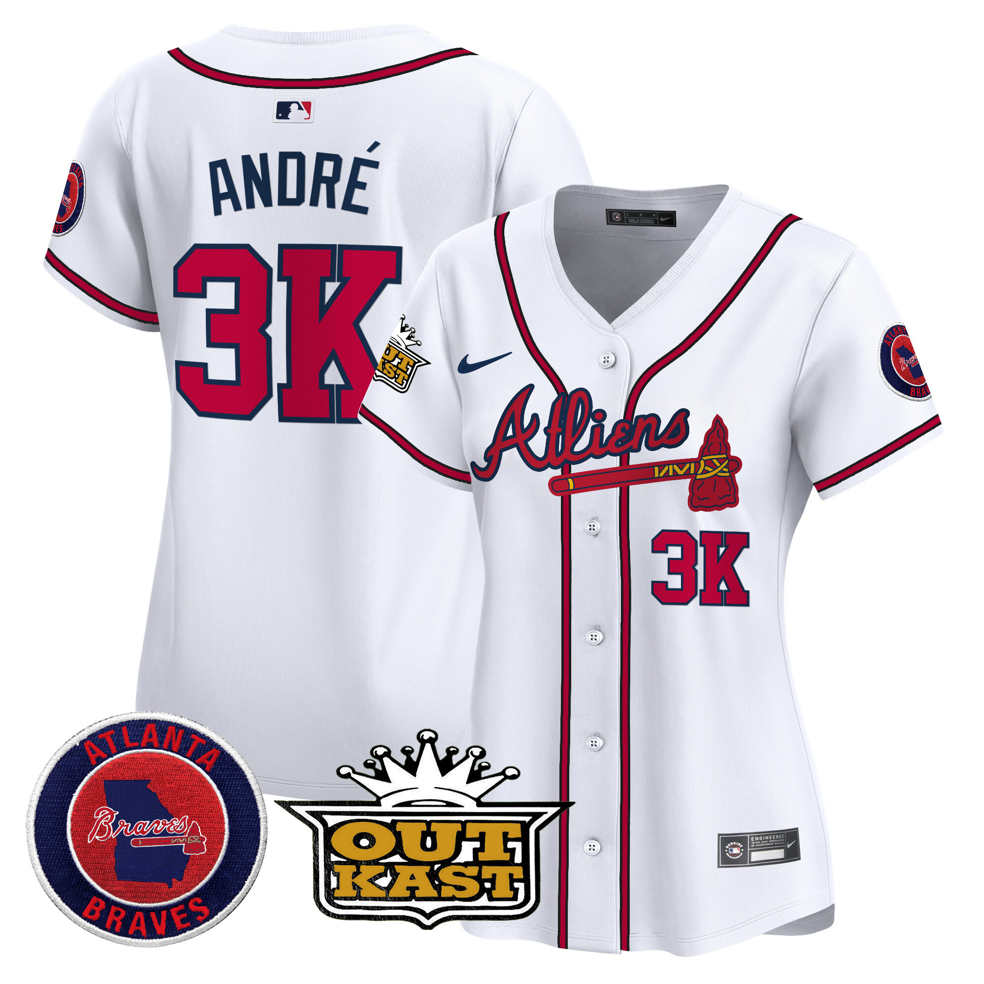 André Women's Atlanta Braves Atliens Vapor Premier Limited White Jersey - All Stitched
